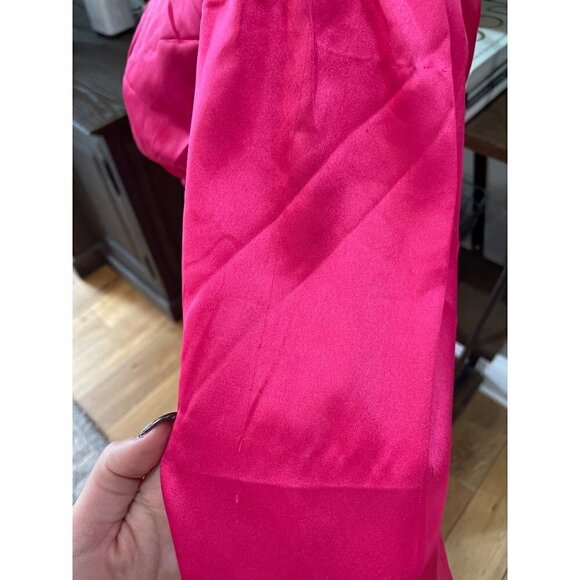 RAHI Cierra Cutout Balloon Sleeve Satin Midi Dress Fuchsia Womens Size Small - Picture 7 of 11